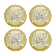 高級方晶鋯石寶石緞帶鈕扣 21mm, 4個, 黃色