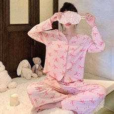 Twistar 女性居家服 蝴蝶結開襟衫 + 長褲套裝