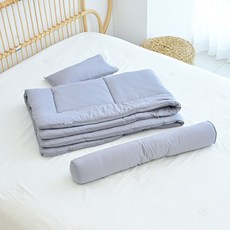 아띠블랑 유아용 모달 베개 커버 2p + 속통 + 차렵이불 + 바디필로우 세트, 그레이