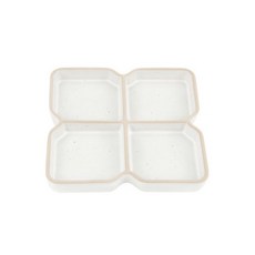 優雅的4格正方形分裝盤, 白色的, 1個