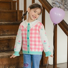 OWLEYBARN 女童Chouchou花朵格紋開襟衫