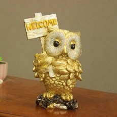 室內裝飾品 風水迎賓貓頭鷹擺飾 小 kkkd049, 金色