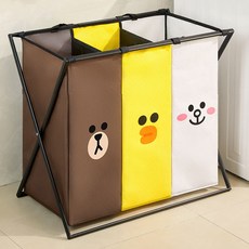 LINE FRIENDS 簡約可折疊大容量洗衣籃 收納箱 KP007, 混合色