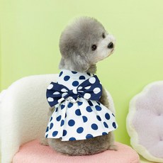 Lanboer 寵物圓點大蝴蝶結洋裝, 1個, 白色