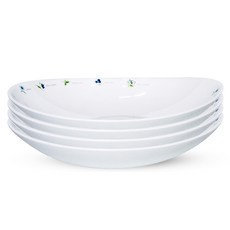 바칠레 유로피안 카모마일 타원 샐러드볼, 화이트, 4개