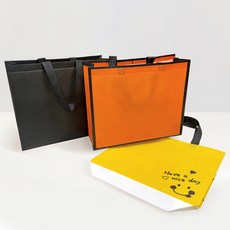 From&To 設計款不織布購物袋 FP27-1 3款 x 5入組, 1套, 黑色, 黃色, 橘色