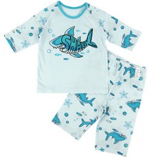 Maykids 童款緹花2件式7分袖套裝 素描鯊魚款