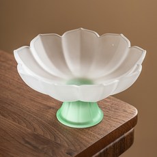 아메리칸로드 무광 꽃봉우리 스탠드 디저트 과일접시 HR2021, 그린, 1개