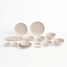 ERATO Shell 兩人新婚碗盤組 14件組, 沙米色, 9種