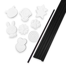 QIDINA 珪藻土纖維加長擴香棒 6支 + 手工硅藻土塊, 款式隨機, 1組, 2組