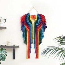 더플로우커머스 화려한 벽장식 무지개 날개 수공예 마크라메, 레인보우