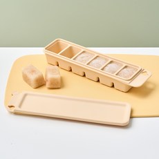 Modern House 雙重密封全矽膠6格纖薄型冰塊盒, 1個, 米色, 1ml
