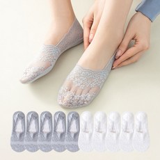지앤와이 여성용 꽃레이스 벗겨짐방지 논슬립 망사 덧신 양말 5종 x 2p 세트