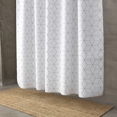 OneSevenNine 布料浴簾, 方塊 亮象牙白 + 黑色, 1個