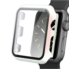 金屬感PC全覆蓋鋼化玻璃混合式智慧手錶保護殼, 漸變清晰