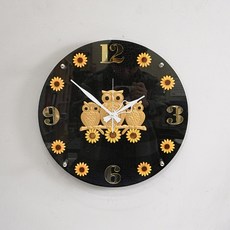 키다리시계 페블릭 풍수 부엉이 인테리어 벽시계, 블랙 (khhl279)