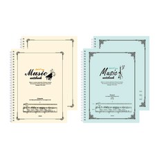미소로 5000 음악 스프링 노트 2종 x 2p 세트 2313, 아이보리 + 민트, 2세트