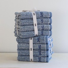 DAKS 小格紋洗臉毛巾 190g 40支棉紗 緞帶包裝 8入, 藍色, 1套