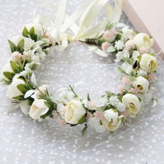 Get It Blue新娘配飾玫瑰派對花冠, 米色, 1個