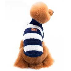 I Love Pet 寵物條紋羊毛毛衣, 寶藍色