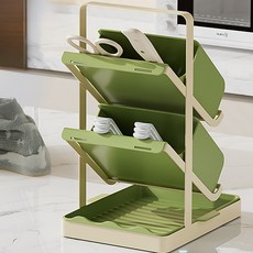 Monde Spot 2層筷子廚具瀝水架 排水餐具筒 RB20727, 1個, 綠色