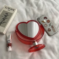 Mondspot 愛心書桌桌子立式桌上型鏡子 YY57704, 紅色