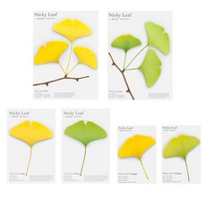 Appree Sticky Leaf 基本款便利貼 銀杏綠3款 + 黃色3款, 混合色, 1套