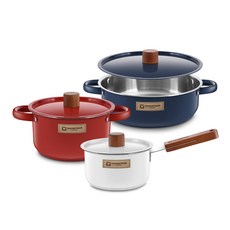 Bargen Steiger 法國 IH 不銹鋼彩鍋套裝 3ea, 單柄湯鍋18cm(附鍋蓋)+雙耳湯鍋20cm(附鍋蓋)+雙耳淺湯鍋26cm(附鍋蓋), 混色