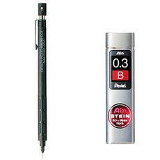Pentel 飛龍文具 Graph 1000 PG1003 自動鉛筆 + Ain STEIN 自動鉛筆芯 B 套組, 0.3mm, 1組