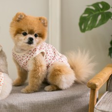 AMYLOVESPET 狗狗貓咪褶皺碎花背心, 紅色