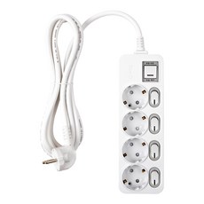LED開關節電型延長線 16A 4孔 PM04, 1.5m, 1個