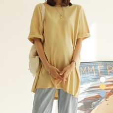 쿨쿠 여성용 오버핏 코튼 반팔 티셔츠