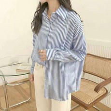 DMELD 女款條紋長袖T恤 長版襯衫