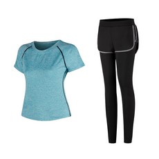 女款時尚瑜伽短袖T恤+短褲內搭褲