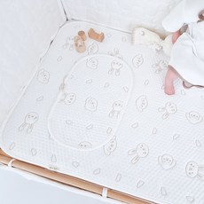 아이레빗 유아용 아이스론 양면 땀패드 베개 고정끈 있음, 화이트토끼, 1개