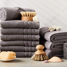 SOFT TOUCH Bath&Living 線條邊框純棉毛巾 150克 30支, 10條, 灰色