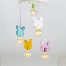 Saetbyeol House 5燈吊燈兒童房照明 兔子, 混色