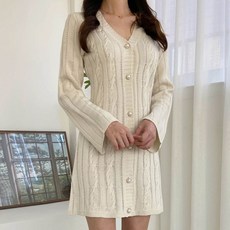 플랜데이 트위디 꽈배기 가디건 미니 원피스