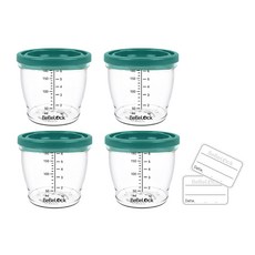 Bebelock 副食品刻度密封罐, 180ml, 4個, 薄荷綠