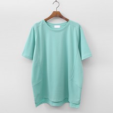 빼빼 여성용 라운드넥 반팔 삼각절개 언발 롱 티셔츠