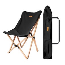 웨어캠프 캔버스 릴렉스 폴딩 우드체어, 블랙, 1개
