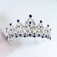 Damon 珠飾邊框自助婚紗皇冠 VCX015, 銀藍色, 1個