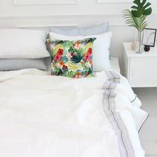 StoryEbul 條紋印花邊夏季薄被 2入組, 白色