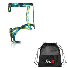 LUNJE 自行車水壺架 + 專屬小袋套組 CYYP-130-3PU, 1套, 綠色（搖籃）