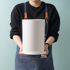 Morningscent 圓形線條塑膠花盆 + 托盤組, 單一顏色, 1套