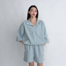 더시럽 여성용 바스락 아노락 반바지 세트