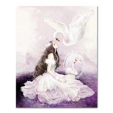 ADICO DIY 繪畫女孩和天鵝 PFF34 40 x 50cm, 混色