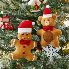 Modern House 聖誕餅乾朋友吊飾 2件組, 混色, 10 x 18 cm, 1套