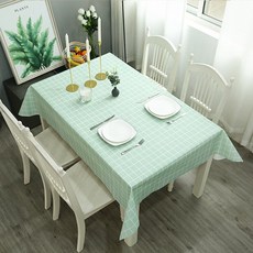 사자사요 심플 체크 패턴 테이블 보 HR2806, 90 x 137 cm, 1개, 블루