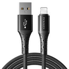 PICKOGEN 皮克全 FastFlex USB-A-Lightning快充線充電線傳輸線編織線, 黑色, 1個, 2m